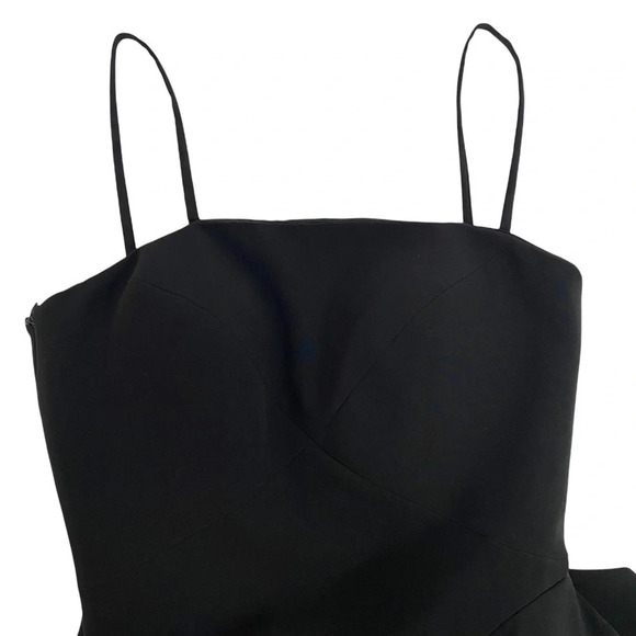Milly Asymmetrical Ruffle Spaghetti Strap Black Dress Stretch Cocktail Size 0 - Picture 5 of 12